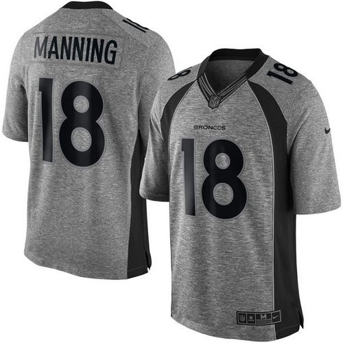 Nike Broncos #18 Peyton Manning Gray Men's Stitched NFL Limited Gridiron Gray Jersey